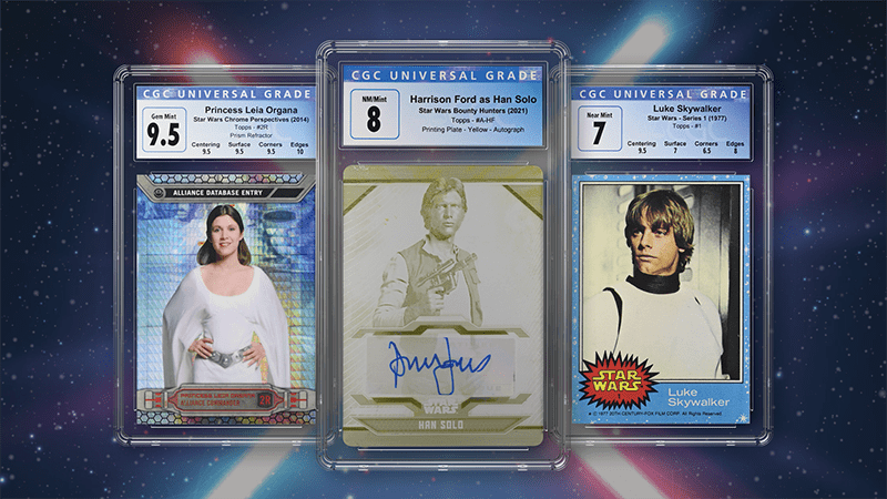 Three Star Wars trading cards graded by CGC Trading Cards