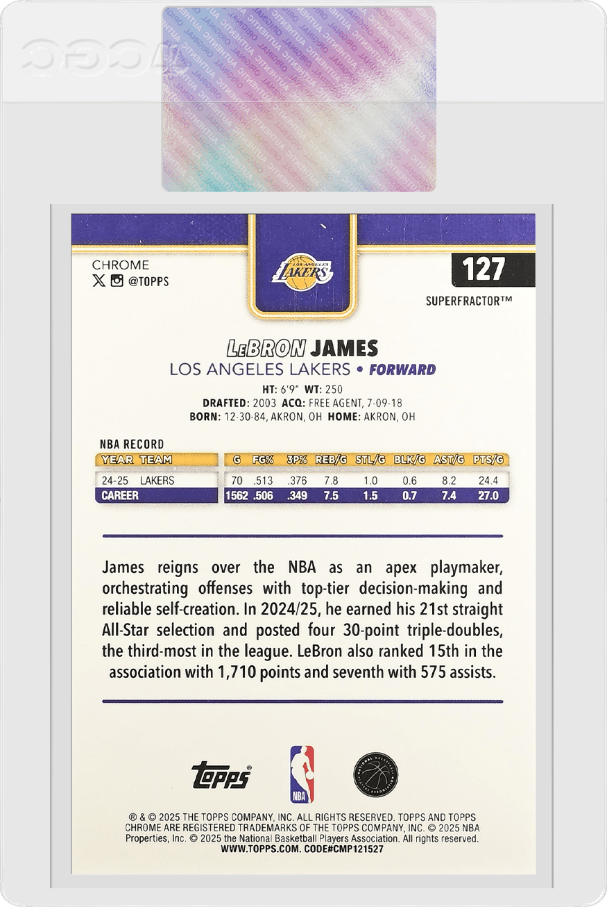 LeBron James 6226196001 REV PlasticSleeve